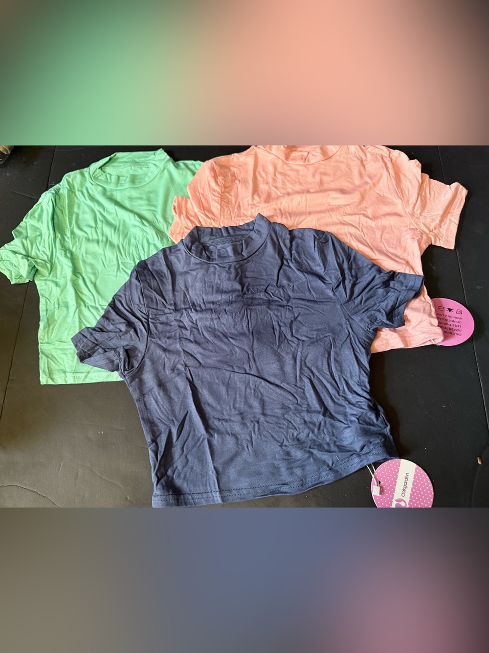 Kids Short Sleeve Tee Trio - Navy, Mint & Peach